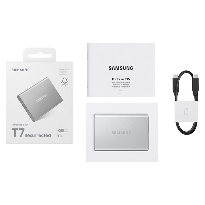 1TB Samsung prenosni SSD T7 Resurrected USB-C 3.1 (10 Gb/s) srebrn zunanji trdi disk SSD 4