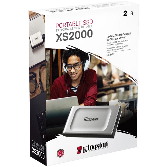 Zunanji SSD disk Kingston XS2000, 2 TB, USB 3.2 Gen2, siv 4