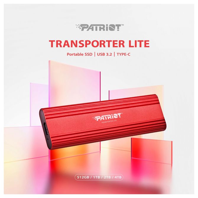 Zunanji SSD disk Patriot Lite 2TB, USB-C 3.2 Gen 2, 1000 MB/s, aluminijasto ohišje, rdeč 5