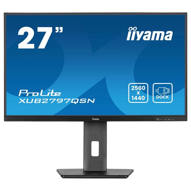 Monitor Iiyama XUB2797QSN-B2, 68,6 cm (27), 2560 x 1440 (QHD), 16 : 9, QHD, IPS, 1 ms, 100 Hz, HDMI, DP, USB-C (65 W), zvočnik, pivot, črn 2
