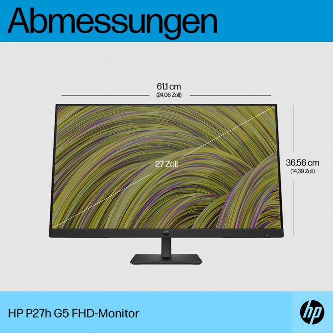 Monitor HP P27h G5 68,58 cm (27), 1920x1080 (FHD), 250cd/m2, 16:9, 5ms, HDMI, VGA, DisplayPort VESA, zvočnik, črn 5