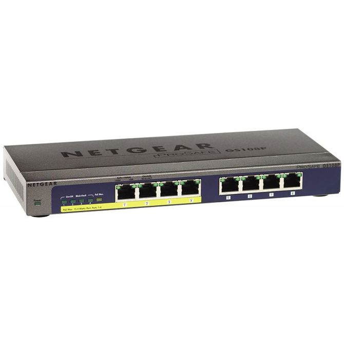 Netgear GS108P 8x 10/100/1000 unmanaged PoE switch 4xPoE 2