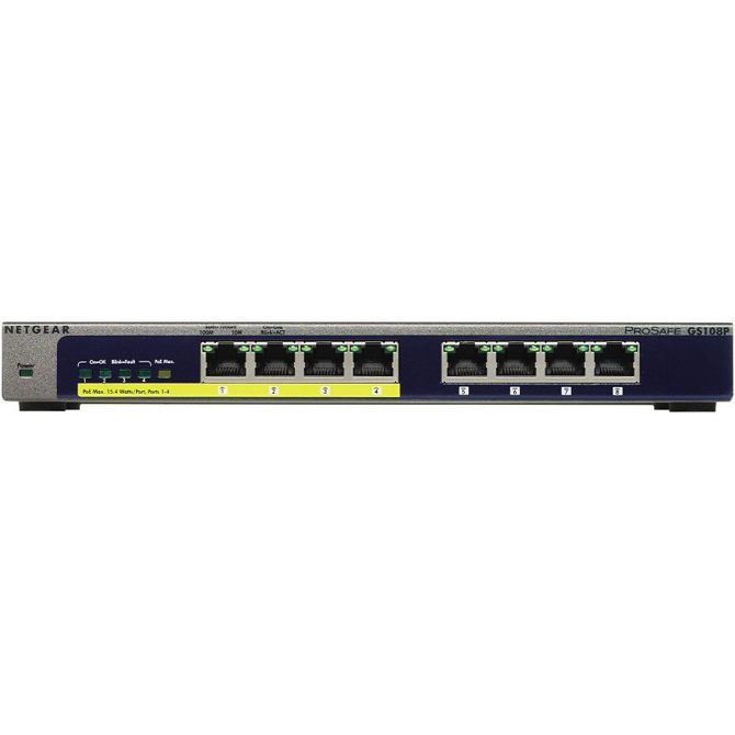 Netgear GS108P 8x 10/100/1000 unmanaged PoE switch 4xPoE 4