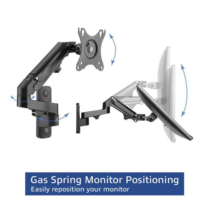 Stenski nosilec za monitor ACT AC8310 s plinsko vzmetjo 1 zaslon 17”- 27” črna 5