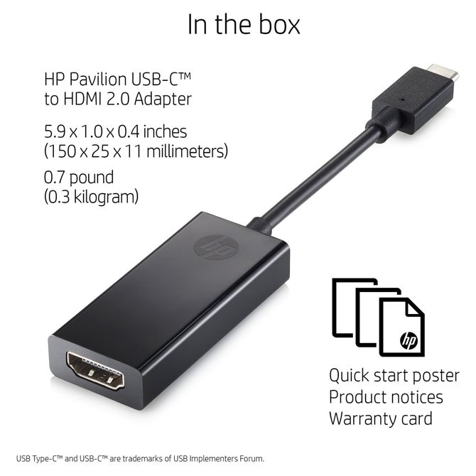 Adapter HP 2PC54AA#ABB, HDMI - USB-C, črna 2