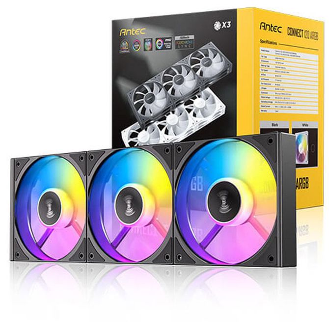 ANTEC Connect 120 Reverse ARGB 120mm 4-pin PWM set 3x ventilator 3
