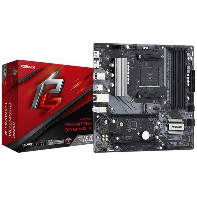 Osnovna plošča ASRock A520M Phantom Gaming 4 AM4 mATX HDMI/DP DDR4 maloprodaja 5