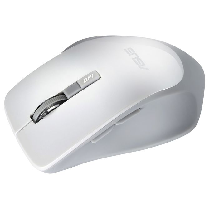 Brezžična miška Asus WT425, 1600 DPI, ergonomska oblika, tiho klikanje, USB sprejemnik, bele barve 3