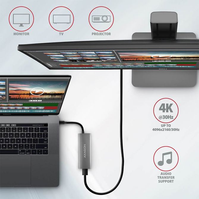 USB-razdelilnik, HDMI + 2 x USB-A + 2 x USB-C, 13 cm, USB-C 6