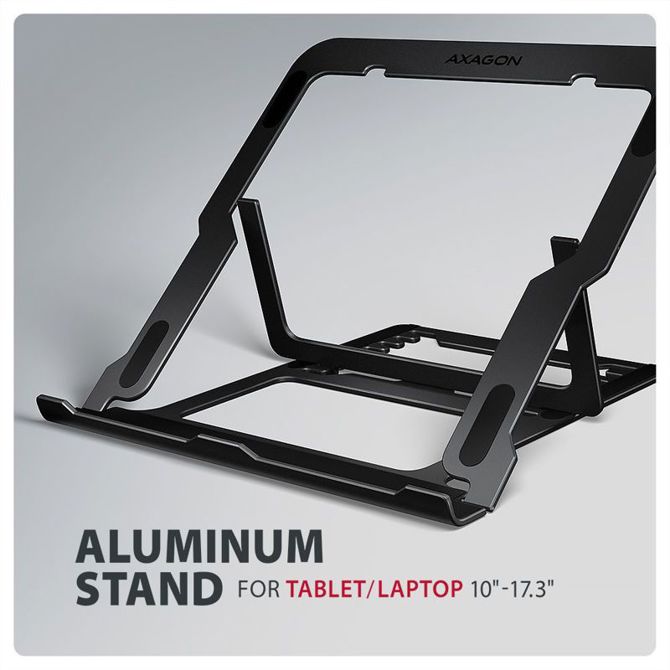 AXAGON STND-LAB aluminijast nastavljiv nosilec za prenosnik in tablico 10″–17,3″ 2