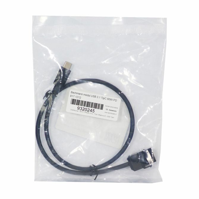 Modul USB-C Bachmann 917.1212, USB 3.1 Gen 1, 5 Gbit/s, Power Delivery 60 W, 0,5 m kabel, črne barve 4