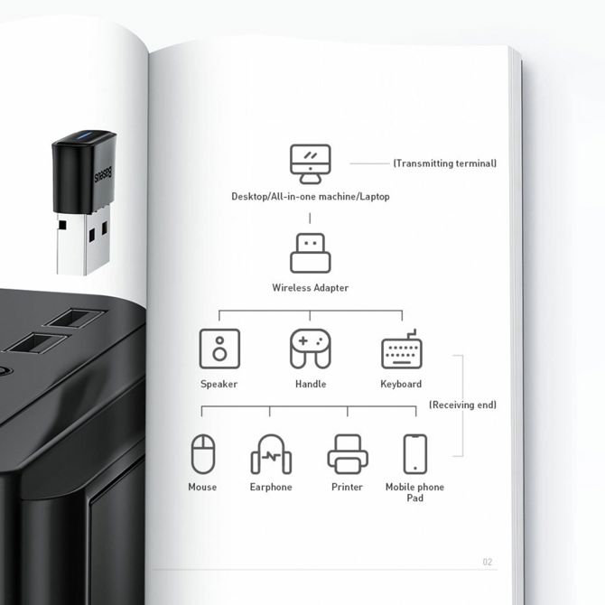 Baseus bluetooth adapter USB mini 20m BT 5.0 BA04 ZJBA000001 5