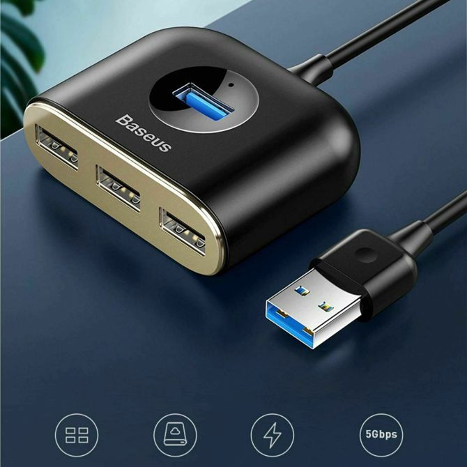 Baseus hub USB 3.0 4xTipA 1m črn CAHUB-AY01 3