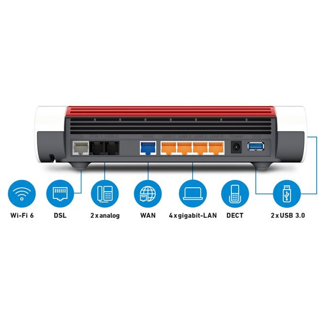 Brezžični usmerjevalnik AVM 7590 AX Wi-Fi 6, dvopasovni, gigabitni LAN, varnost WPS, bela 2
