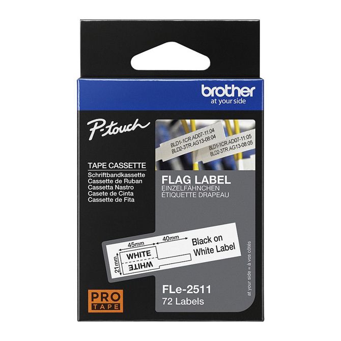 BROTHER FLe-2511 FLe posamezne nalepke z zastavicami bele/črne barve 72 kosov/kaseta za Brother P-touch D800W, P900W, P950NW 4