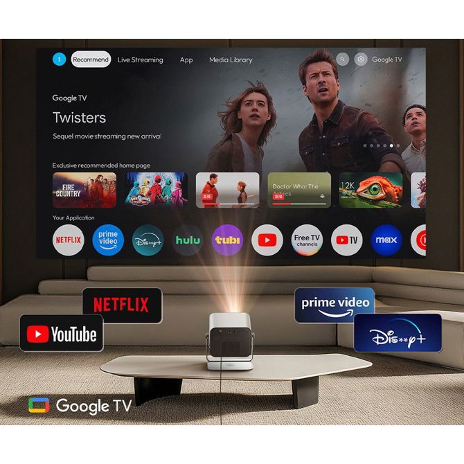 Projektor Byintek UFO R90 MAX prenosni LED, GoogleTV, 2200 ANSI lumnov, Full HD, Dual WiFi/Bluetooth 2