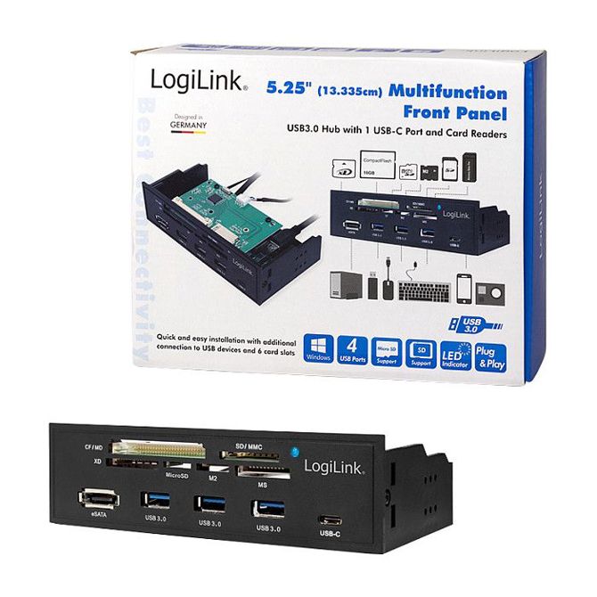 LogiLink 5,25-palčni večfunkcijski čitalnik kartic na sprednji plošči - USB 3.0 6