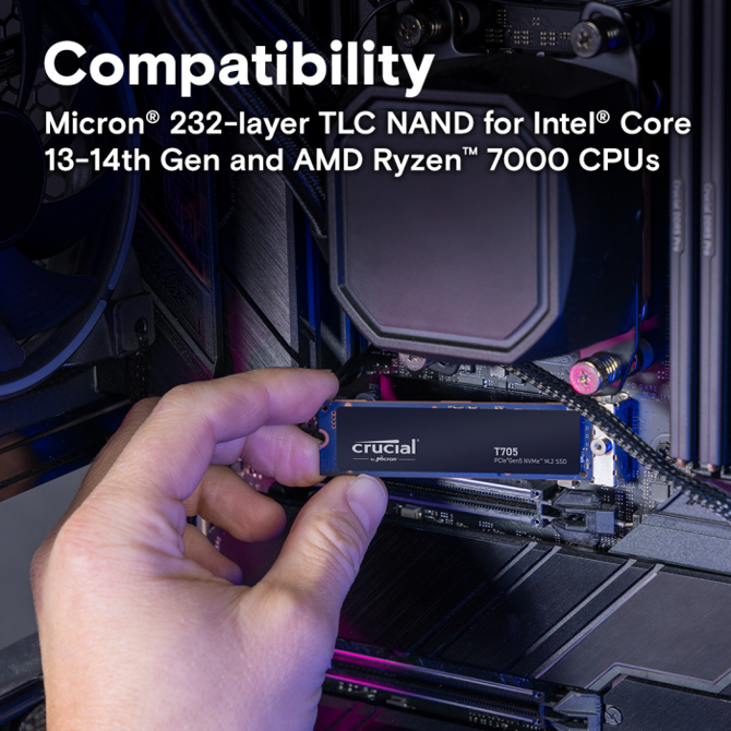 SSD disk Crucial T705 CT4000T705SSD3, 4 TB, PCIe 5.0 x4 NVMe 2.0, M.2 2280, do 14.100 MB/s 4