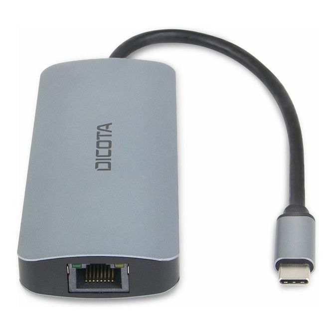 USB hub D Dicota USB-C 8-v-1  4K PD 100W srebrne barve 5