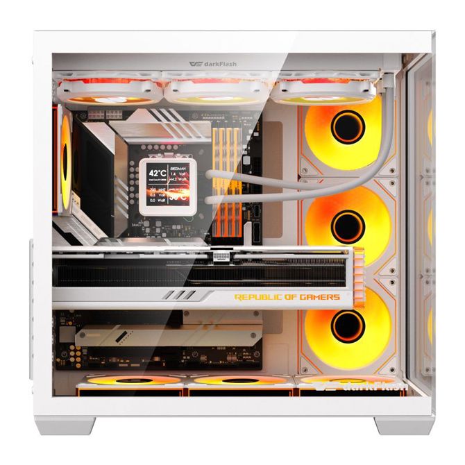 Ohišje računalnika DarkFlash C280 (belo) + 7 ventilatorjev 4