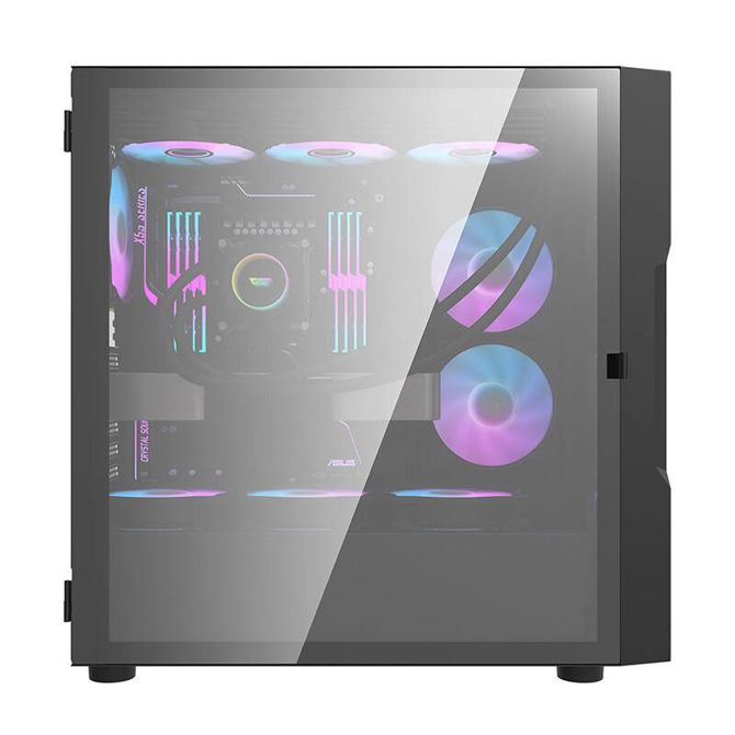 Stekleno ohišje za računalnik Darkflash DK431 + 4 ventilatorji (črno) 2