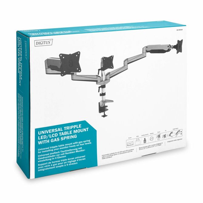 Digitus namizni nosilec za 3x monitor srebrno/črn DA-90363 4