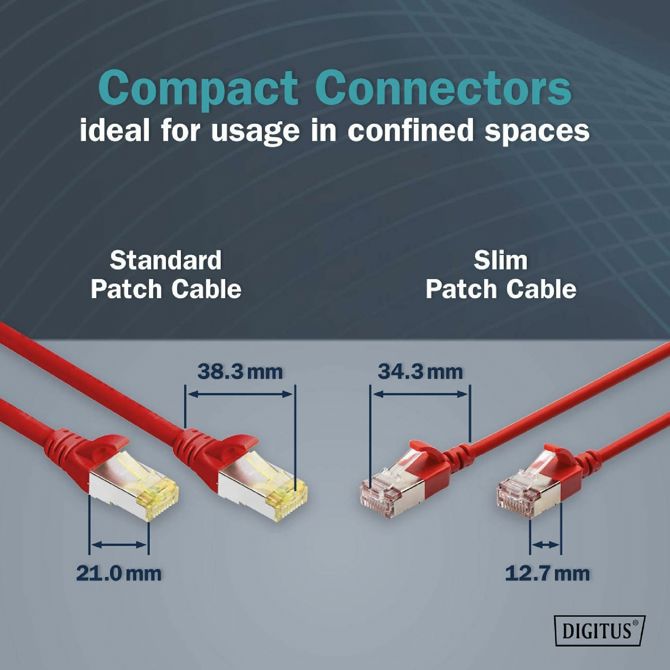 Digitus patch slim FTP CAT.6A  0,5m rdeč 4