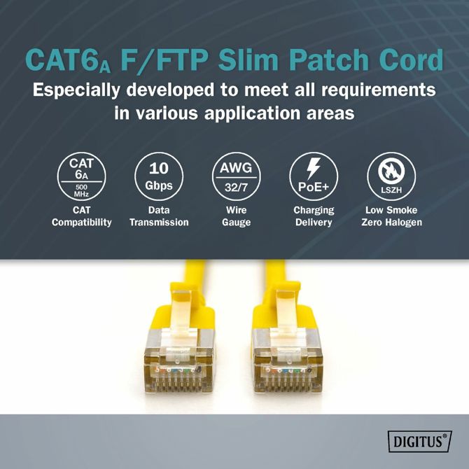Digitus patch slim FTP CAT.6A  0,5m rumen 5