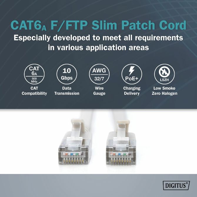 Digitus patch slim FTP CAT.6A  0,5m siv 3
