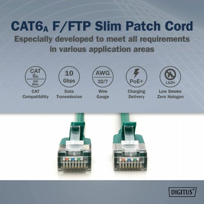 Digitus patch slim FTP CAT.6A  1m zelen 3