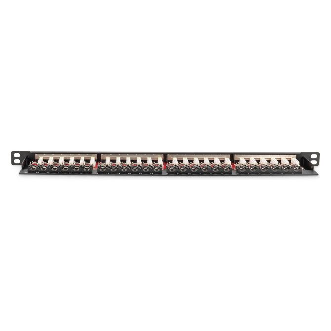 DIGITUS patch panel 0.5U 24-port Cat6a oklopljen črne barve 5