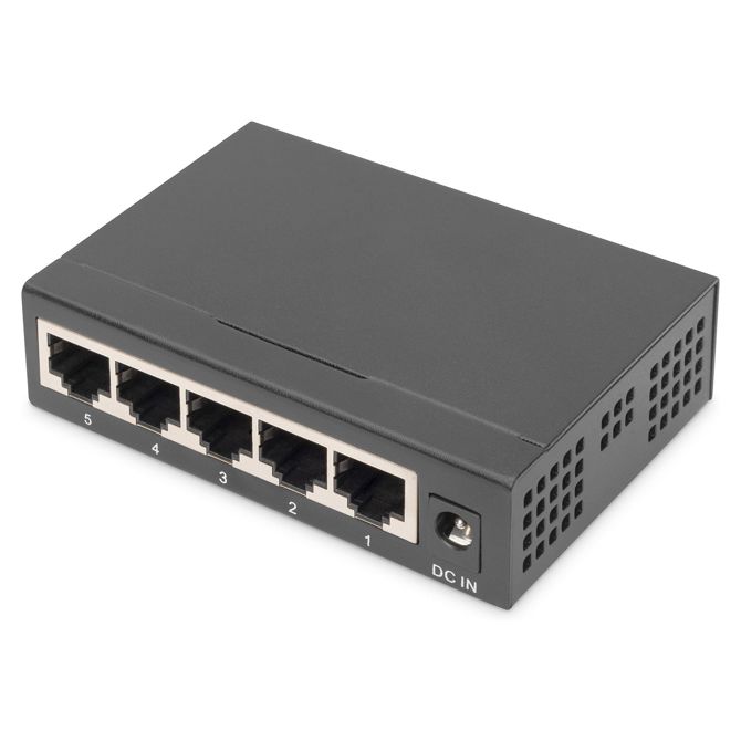 DIGITUS stikalo 5-portno gigabitno neupravljano kovinsko ohišje črne barve 4