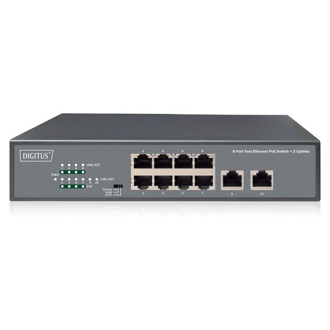 DIGITUS stikalo 8-port 10/100 120W PoE neupravljano črno 2