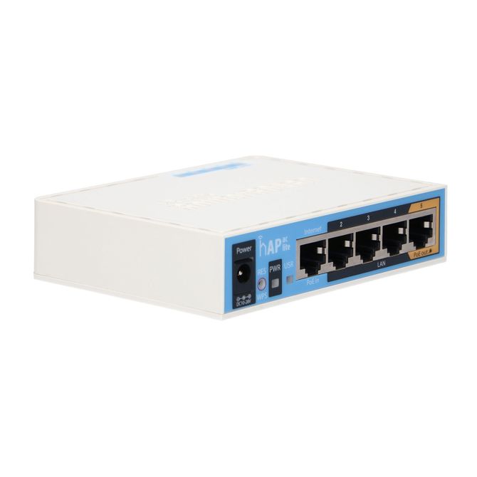 Dostopna točka MikroTik hAP ac lite Wi-Fi 5, dual band, 5x RJ-45, PoE napajanje, 300+433 Mb/s 5