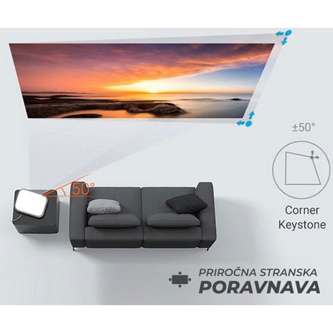 EOL - BYINTEK K45 prenosni LED projektor, Full HD 1080p, Android, WiFi, Bluetooth, 700 ANSI lumnov, dvojni zvočniki, max. 4K UHD, HDMI, bel 5