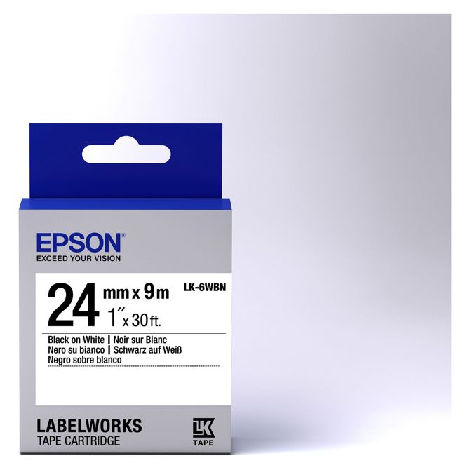 Epson LabelWorks LK-6WBN - črno-bel napis - zvitek (2,4 cm x 9 m) 2