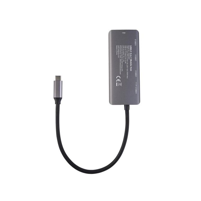 USB-C hub razdelilnik eSTUFF, 4x USB-A 3.0, USB-C PD vhod, USB-C povezava 2