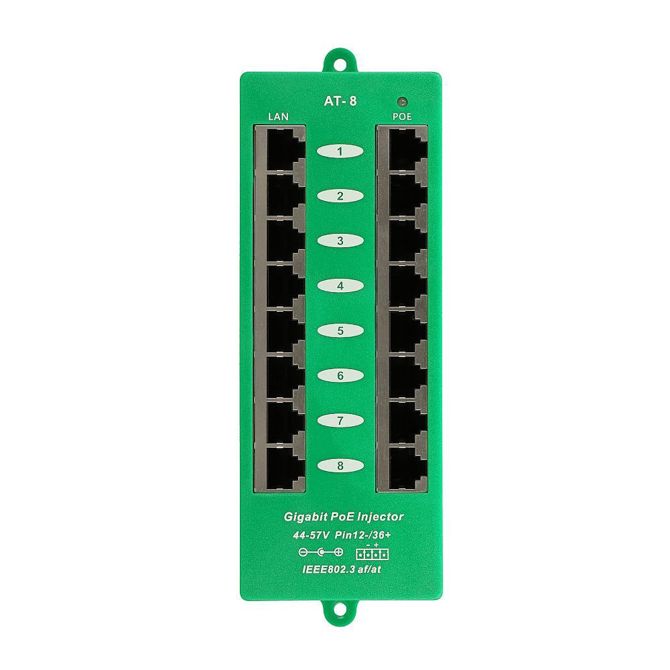 Extralink 8 Port | Gigabit PoE Injector | Active, 8 ports Gigabit 802.3at/af, Mode A 4