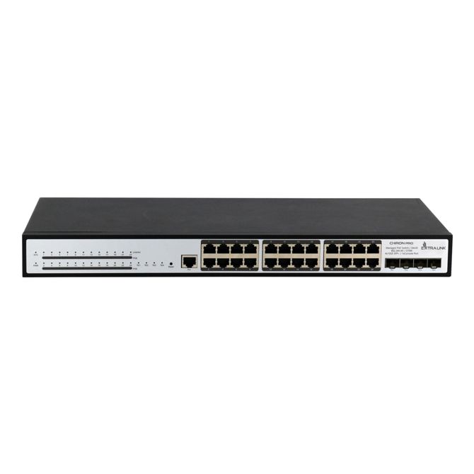 Extralink Chiron Pro | PoE Switch | 24x RJ45 1000Mb/s PoE, 4x SFP+, L3, managed, 370W 2