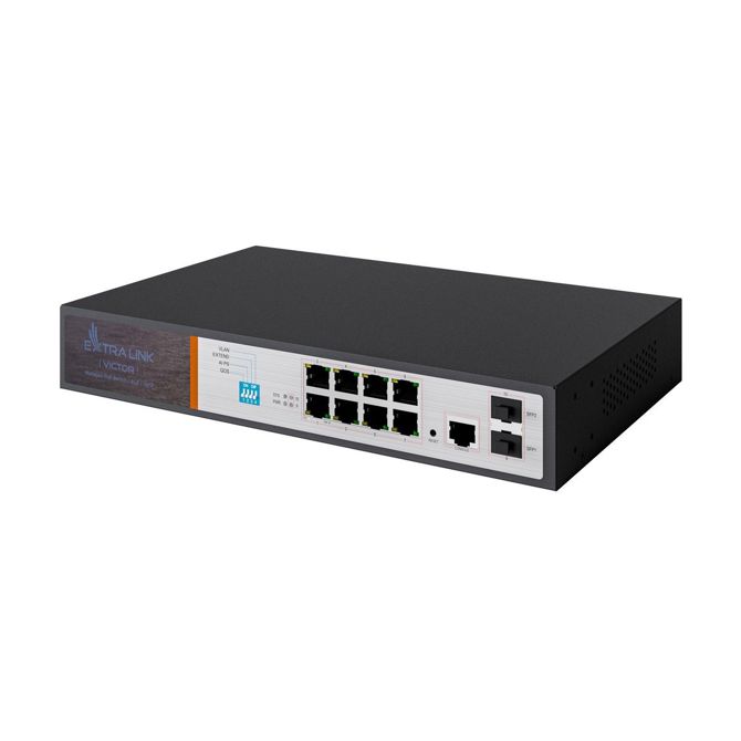 Extralink VICTOR | PoE Switch | 8x Gigabit PoE/PoE+, 2x SFP, 1x Console Port, 150W, Managed 4