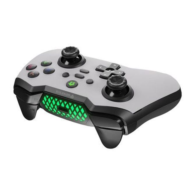 GENESIS MANGAN 400 brezžični igralni plošček / gamepad, 19 gumbov, vibriranje, Bluetooth, LED, Windows / Android / iOS / Nintendo, baterija, + prednja plošča, + torbica, bel (Howlite White) 2