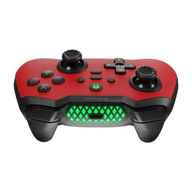 GENESIS MANGAN 400 brezžični igralni plošček / gamepad, 19 gumbov, vibriranje, Bluetooth, LED, Windows / Android / iOS / Nintendo, baterija, + prednja plošča, + torbica, rdeč (Genesis Red) 2