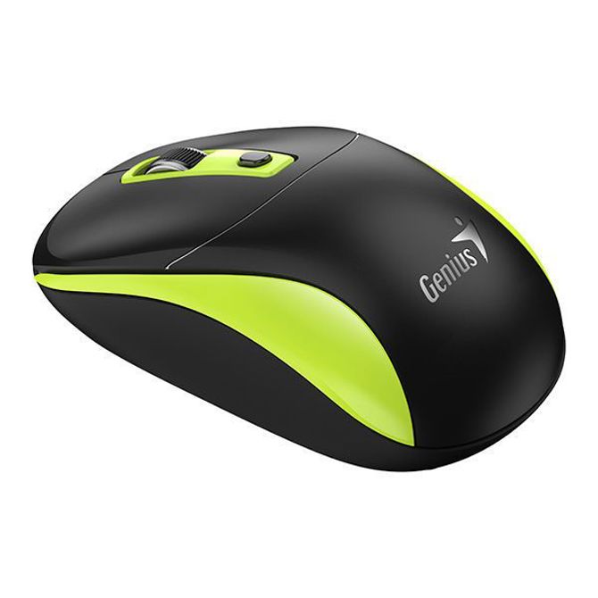 Miška Genius NX-7123 brezžična, 2.4 GHz, optična 1200 DPI, AI Copilot gumb, črna/zelena, plug-and-play 2