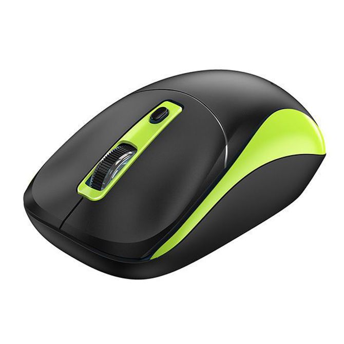 Miška Genius NX-7123 brezžična, 2.4 GHz, optična 1200 DPI, AI Copilot gumb, črna/zelena, plug-and-play 3