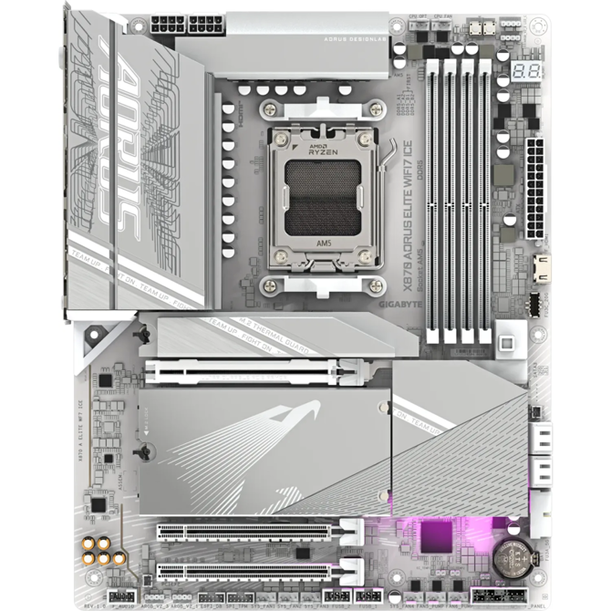 GIGABYTE X870 AORUS ELITE WIFI7 ICE, DDR5, SATA3, USB4, DP, 2.5GbE, WiFi 7, AM5 ATX 2