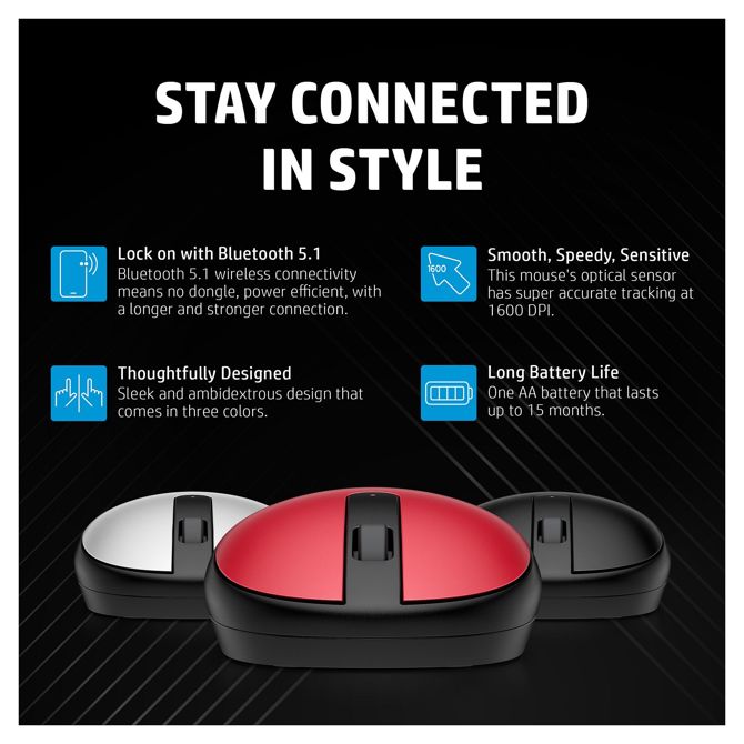 Miška HP 240 brezžična, Bluetooth 5.1, optična, 1600 DPI, črna 3