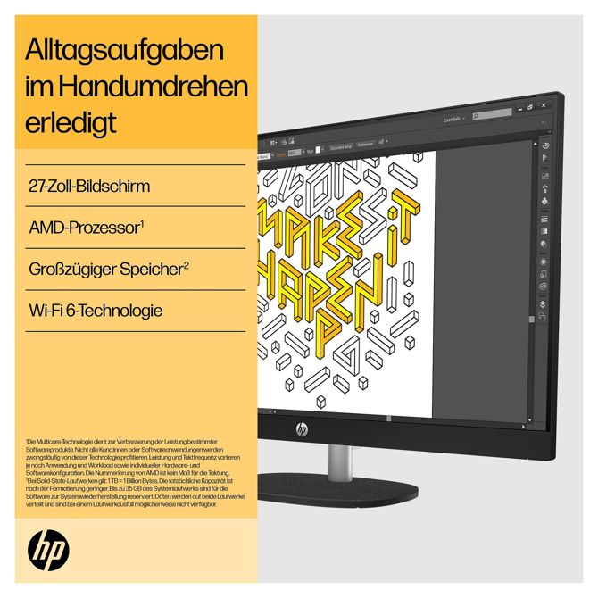 Računalnik AiO HP 27-cr0007ng AMD R5-7520U/16GB/SSD 512GB NVMe/DE/Win11Home 3