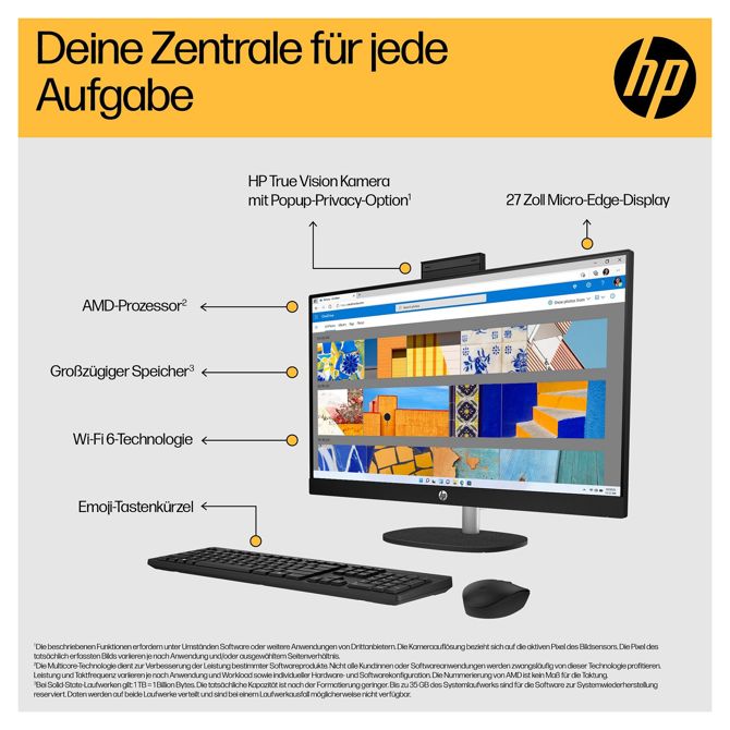 Računalnik AiO HP 27-cr0007ng AMD R5-7520U/16GB/SSD 512GB NVMe/DE/Win11Home 4