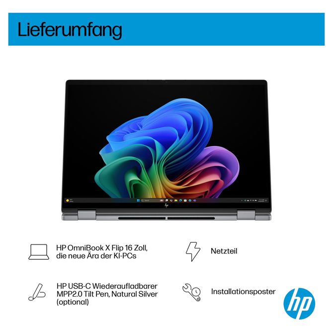 Prenosni računalnik HP OmniBook X Flip 40,6cm (16) 2K na dotik Ryzen AI 5 340, 16 GB RAM, 512 GB SSD, DE, Windows 11 Home, srebrna 5