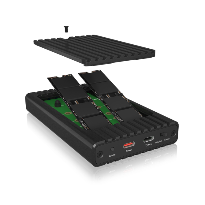 IcyBox IB-2817MCL-C31 ohišje za 2 NVME SSD-ja s USB-C in USB-A priključkom 6